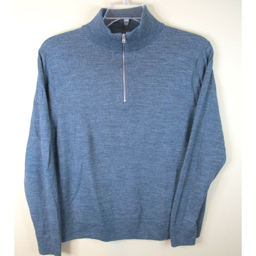 J.Crew Gray Merino Wool Blend Quarter Zip Pullover Sweater Men's Large‎